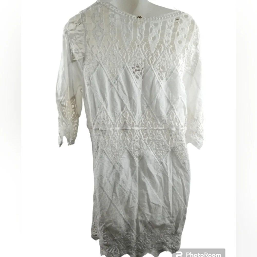 Pilyq Crochet Women's White Cut Out Crochet Swim Coverup Size X Small/Small